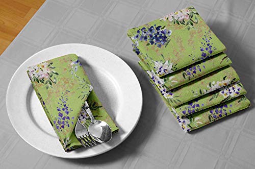 Serviettes de table réutilisables S4Sassy vert fleurs lot de 6