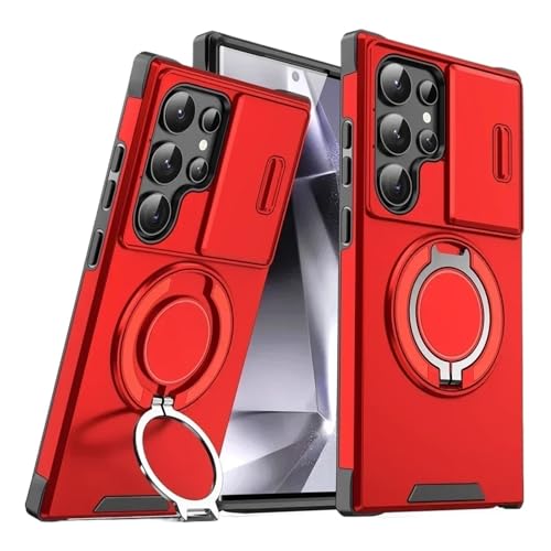 ���C�X�^���h�d�b�P�[�X�ASamsung S26 S25 Edge S23 S21 S22 S24 Ultra Plus S25FE S24FE�A�����Y�����h�~�J�o�[�Ƃ̌݊���(Red,Galaxy S25 Ultra)