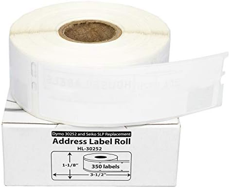 HOUSELABELS Compatible DYMO 30252 Address Labels (1-1/8" x 3-1/2") Compatible with Rollo, DYMO LW Printers, 12 Rolls / 350 Labels per Roll