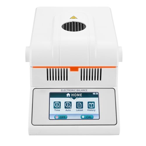 Lakenbroade Feuchtigkeitsanalysator für das Labor mit Halogenheizung für schnellen Feuchtigkeitstest, 0,02% Ablesbarkeit, 160 °C, Feuchtigkeitswaage mit Touchscreen, kompaktes Design