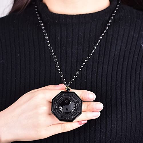 Accueil Bagua Miroir Obsidian Yin Yang Bagua Pendentif Collier Dames Pendentif Energy Amulet apporte Bonne Chance et Richesse (Color : A)
