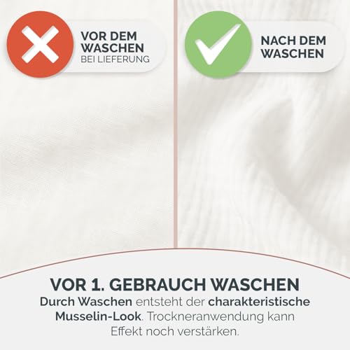 Blumtal Tagesdecke Baumwolle 150x200 cm - Musselin Decke Oeko-TEX zert. - Bettüberwurf 150x200 - Couch Überwurf - leichte Kuscheldecke Baumwolle 100% - Couchdecke Überwurf - Throw Blanket Ivory