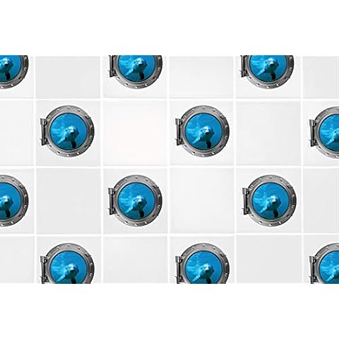 60 Second Makeover Dolphin Porthole Tile Stickers Cover