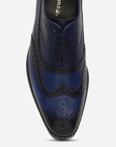 Image of Monte Carlo Mens Solid Lace Up Genuine Leather Formal Brogue Shoes (201826FW)