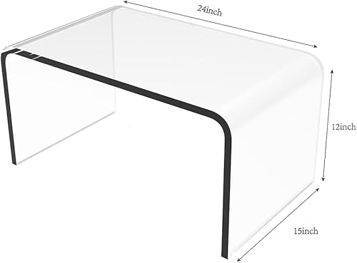 Miniatura 3 de Mesa auxiliar acrílica, 24 pulgadas de largo x 15 pulgadas de ancho x 12 pulgadas de alto x 35 pulgadas de grosor, mesa auxiliar decorativa moderna