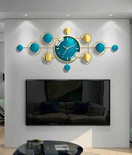 BURUVO Modern Simple Wall Clock, Silent Non-Ticking Clock, 100 X 42 CM Metal Wall Decoration Clock for Living Room