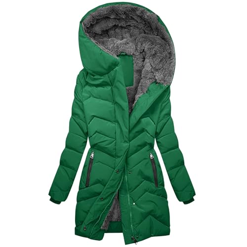 Womens Winter Jackets Thicken Warm Fleece Lined Hood Zip up Long Sleeve Puffer Jacket Casual Cozy Thermal Padded Coat