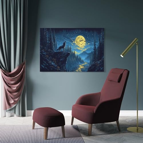 Tableau loup œuvre d'art moderne impression toile haute qualité