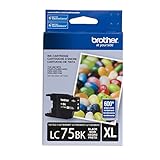 Brother Genuine High Yield Black Ink Cartridge, LC75BK, Replacement Black Ink, Page Yield Up to 600 Pages, LC75