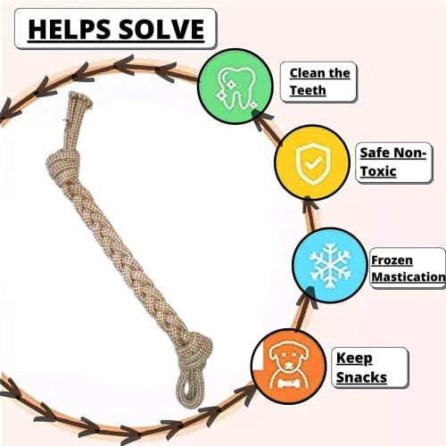 Image of Foodie Puppies Durable Jute Rope Chew Toy for Small to Medium Dogs and Puppies - 12inch Long (Color May Vary) | Chewing, Playing, Teething, and Training
