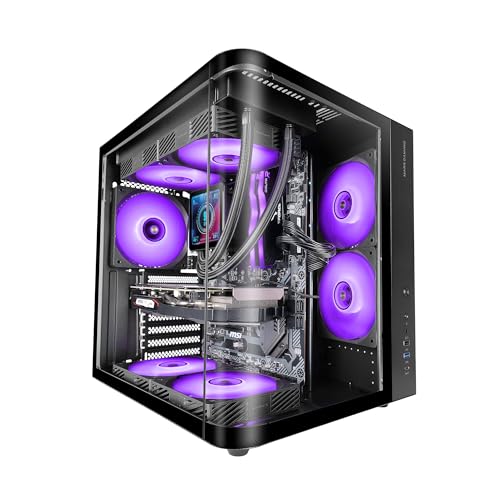 Mars Gaming MC-CURV, Case Gaming ATX, Triplo Vetro Temperato Curvo Continuo Frontale e Laterale, Struttura a Doppia Camera, Semitorre PC Compatta con Grande Capacità Interna, USB-C e USB 3.0, Nero