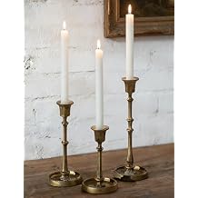 NUPTIO Cast Iron Candlestick Holders Antique Brass Taper Candle Holders with Unique Drip Wax Aesthetics - Set of 3 Gold Candle Sticks Holder Fireplace Mantel Decor