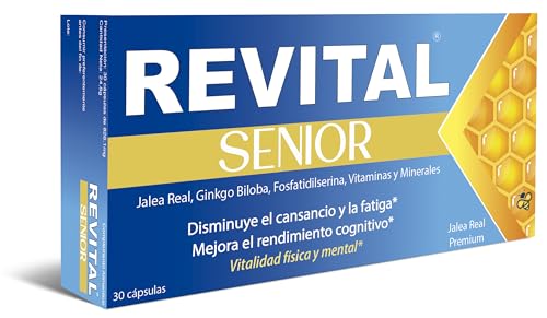 Revital Senior – 30 Cápsulas con Jalea Real, Ginkgo Biloba, Glutatión, Vitaminas A, C, D, Grupo B, Magnesio, Hierro y Zinc – Energía Física y Mental