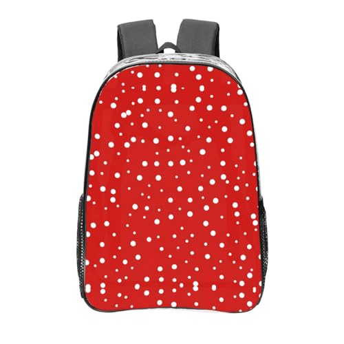 Sac à dos transparent imprimé à pois rouges et blancs avec poches noires