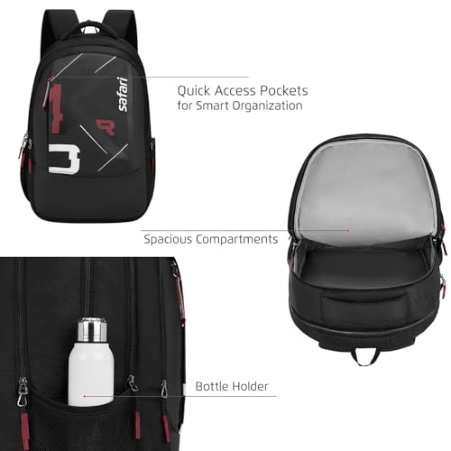 Image of Safari 38L Printed Laptop Backpack with Raincover, 4 Compartments, Bottle Holder, Organizer, School & College Bag for Boys and Girls, Office & Travel Bag for Men and Women