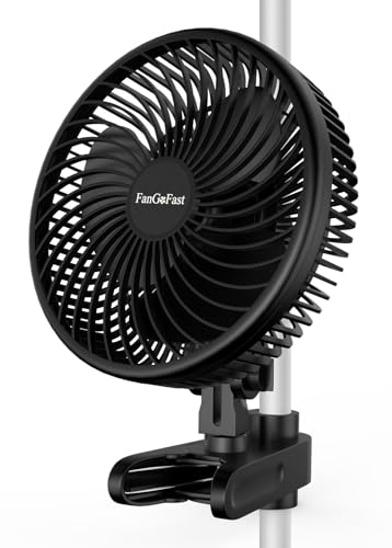 FanGoFast Wentylator Grow z silnikiem EC z klipsem, 10 stopni prędkości, wentylator do uprawy roślin, z zaciskiem do namiotu, średnica 20 cm, 10 W, 561 m³/h, strumień powietrza 32 dBA, idealny