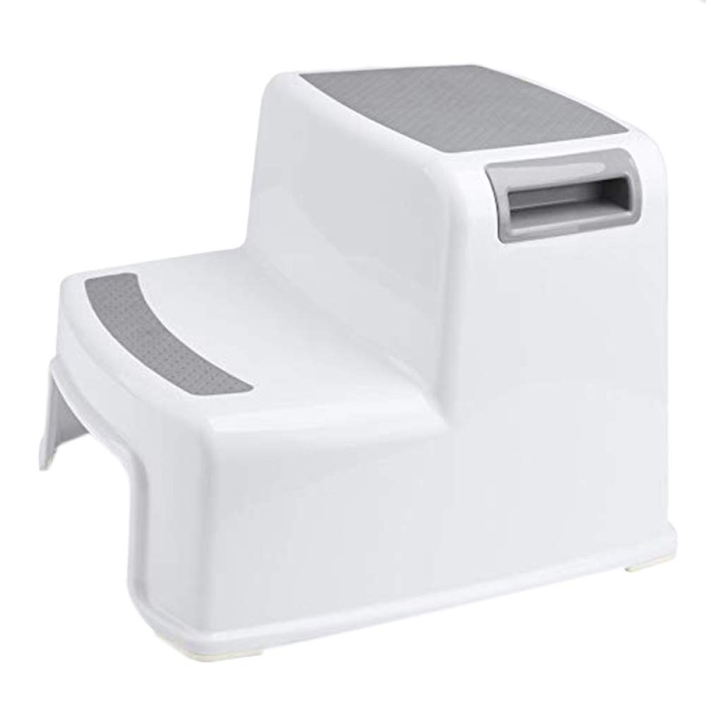 HAPPLiGNLY Wide+2 Step Stool, Stool, for Toilet Potty Training Slip Resistant Soft Grip for Safe As Bathroom Potty Stool S/White/As Shown