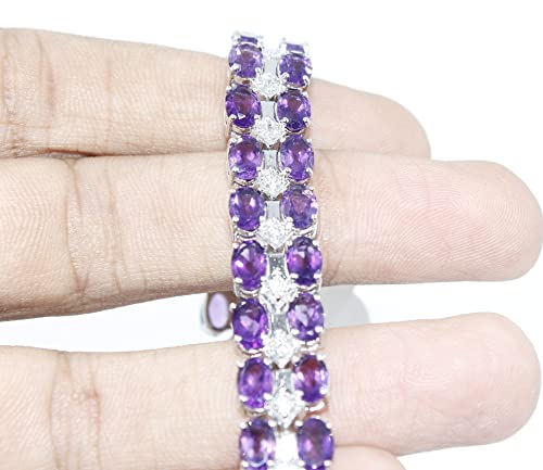 925 Silver Bracelet Bangle For Girls Woman Charm Amethyst 4X6 Mm #TOP7