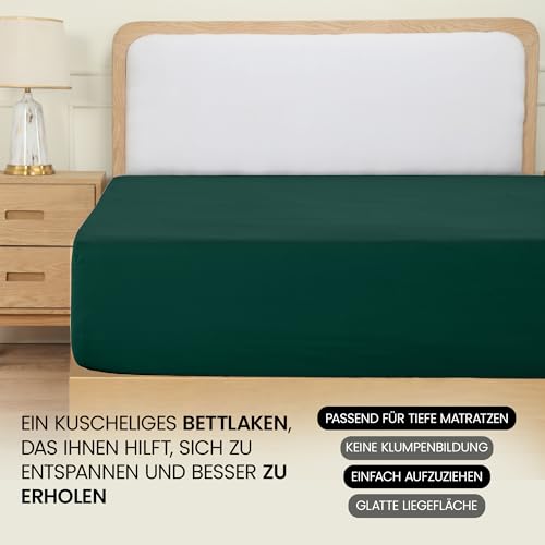 Utopia Bedding - Spannbettlaken 140x200cm - Smaragd Grün - Gebürstete Polyester-Mikrofaser Spannbetttuch - 35 cm Tiefe Tasche 6