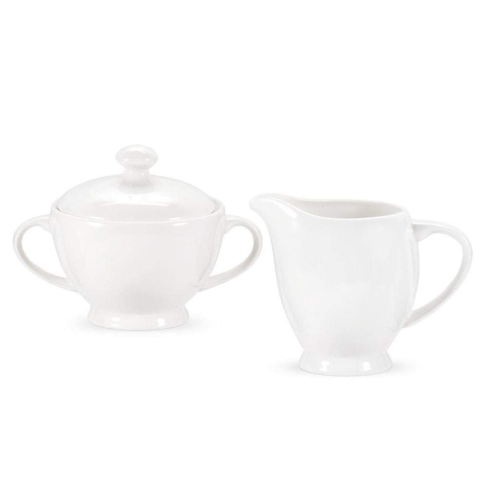 Royal Worcester Serendipity Sugar Bowl and Creamer Set - White Bone China - Elegant Afternoon Tea