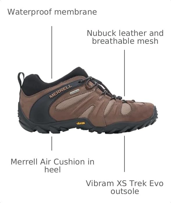 Image of Merrell Men's Chameleon 8 Stretch Tactical Work Shoes, Waterproof Nubuck & Mesh Upper Ultra-Lightweight Hiking Combat Boots