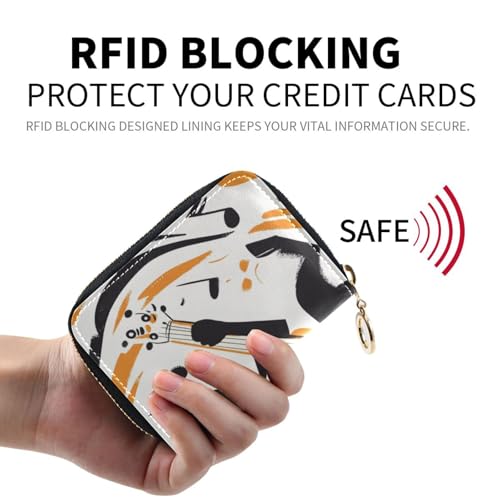 Cartoon Shrunk Music leather mens card holder wallet With 2 cash slot RFID Blocking credit card holder with zipper2