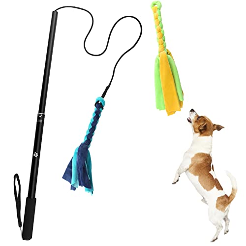 YETEE Hundespielzeug Flirtstange für Hunde Ausziehbarer Teaser Zauberstab Haustier Flirt Stick Outdoor Lustiges Interaktives Spielzeug Kauen Baumwollseil Jagen Schwanz Kauen und Training Spielzeug Cover
