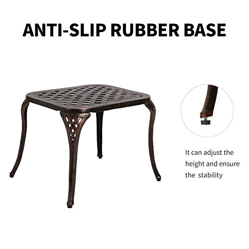 HOMEFUN-Outdoor-Side-Table-Small-Cast-Aluminum-Metal-End-Table-for-Outside-Patio-Furniture-Bronze HOMEFUN Outdoor Side Table Small Cast Aluminum Metal End Table for Outside Patio Furniture Bronze