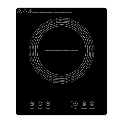 AceFox - Quemador de inducción eléctrico de 1800 W con visualización LED, diseño integrado, panel táctil, temporizador de 4 horas, programable, estufa de inducción portátil para cocina casera