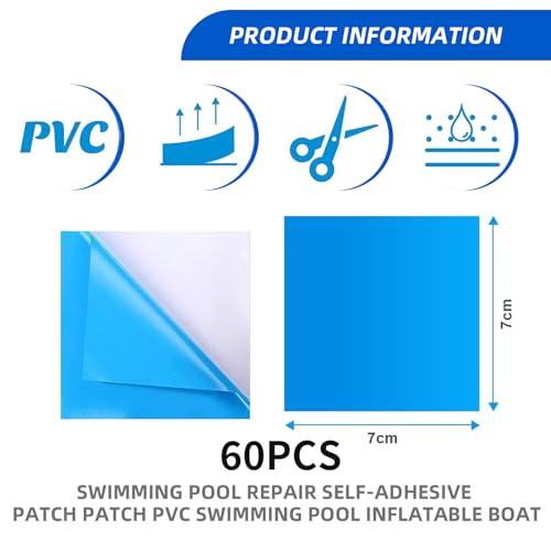 KHIRY Selbstklebende Reparaturflicken Pool für Schwimmbecken 60 Stück Pool Reparaturset Unterwasser PVC Pool Reparaturset