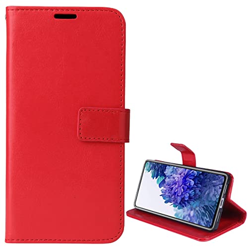 BaiFu Coque pour Samsung Galaxy S20 Lite/S20 FE 4G, Housse en Cuir Magnétique Flip Protectio pour Samsung Galaxy S20 Lite/S20 FE 4G (Rouge) Cover