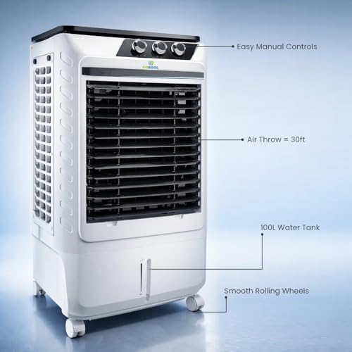 Image of ALTAIR GT 100 L Desert Tower Personal Air Cooler for Room, Hall, Office - Premium High-Performance Cooling, Honeycomb Pads, Energy Efficient Motor - 1 Year Warranty