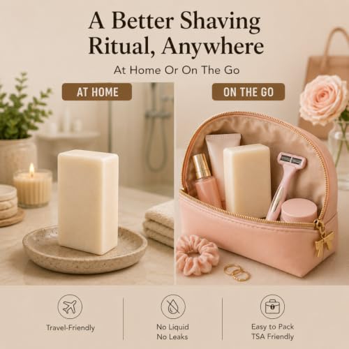 Image of Fragrance-Free Shaving Soap Bar for Women with Shea Butter, 2 Bars