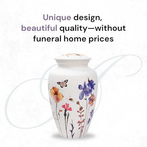 Always with Us Cremation Urns for Human Ashes Adult Female | Human Urn for Ashes for Women | Decorative for Cremation, Funeral, Burial, Home | Handcrafted Large Size - Wildflower