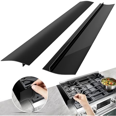 CasaCulina Silicone Gap Covers 2 Pack, 2024 New Heat Resistant Kitchen Stove Counter Gap Guard, Gap Filler Seals Spills Between Oven Kitchen Cabinet and Stove Countertop Easy Clean, 21 Inches Black Cover