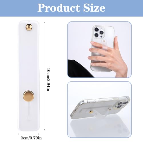 Ymapinc 2Pcs Phone Case Holder Strap, Phone Loops for Back of Phone White Silicone Kickstand Cell Phone Strap Grip Holder for Most Mobile Phones and Cell Phone Case