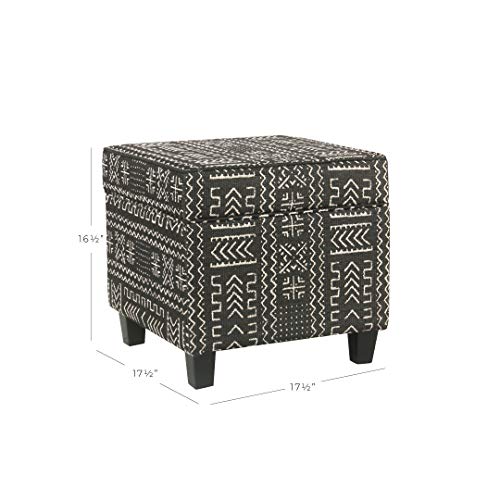 Image of Homepop Home Decor | K7342-F2267 | Classic Square Storage Ottoman with Lift Off Lid | Ottoman with Storage for Living Room & Bedroom, Onyx, Large