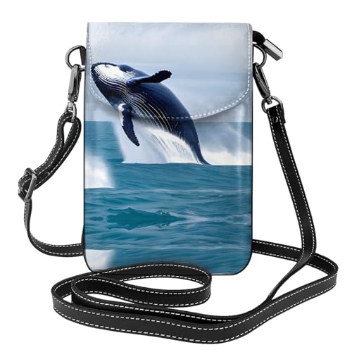 QAZWZML Whales at Sea - Cartera pequeña cruzada para teléfono con tapa abatible, perfecta para ir de compras, viajes y uso diario.