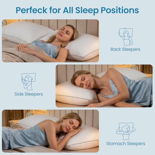 FP FLEXPEDIC King Soft Adjustable Pillows 2 Pack - Fluffy Bed Pillows for Sleeping, Down Alternative Fill, Zippered Plush Support, Hotel Quality, Oeko-TEX, Machine Washable, 110GSM Gray Piping - Image 7