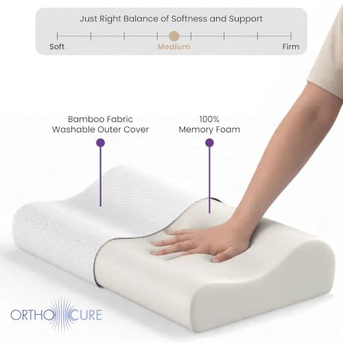 Image of Memory Foam Cervical Neck Pillow | 3 Years Warranty | Pain Relief Sleep, Improves Posture Spinal Alignment, Neck Pain Relief (Queen Size)