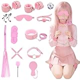 Oziral Bondage Set 13 Stück BDSM Bondageset Fessel Set Anfänger, Fesseln Sexspielzeug für Paare, Sex Fesseln &ein unverzichtbares Set für intime Momente zwischen Mann und Frau.Rosa