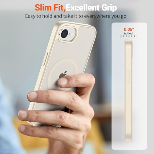 Image of SUPFINE Magnetic for iPhone 17e Case /iPhone 16e Case (Compatible with MagSafe)(Military Grade Drop Protection) Slim Translucent Matte Shockproof with Anti-Fingerprint Phone Case,Antique White