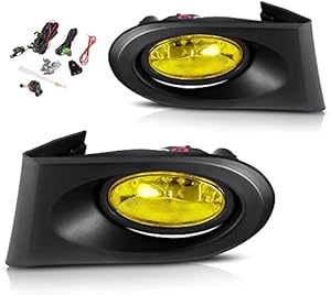AUTOSAVER88 Fog Lights Compatible with 2002 2003 2004 Acura RSX 02-04 Fog Light Replacement ,with 12V 55W H11 Bulbs ,Wiring Harness and Switch Yellow Lens