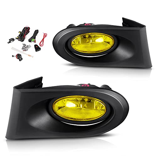 AUTOSAVER88 Fog Lights Compatible with 2002 2003 2004 Acura RSX 02-04 Fog Light Replacement,with 12V 55W H11 Bulbs,Wiring Harness and Switch Yellow Lens