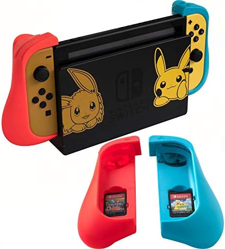 [Upgraded] ButterFox Dockable Trigger Hand Grip Case for Nintendo Switch Joy-Con (Left Red/Right Blue)