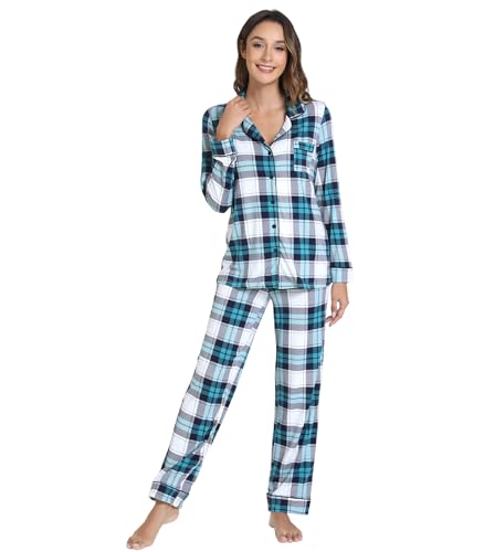 Image of WiWi Viscose from Bamboo Women's Pajamas Set Super Soft Button Down Top and Pants Sleepwear Cooling Pjs S-3X