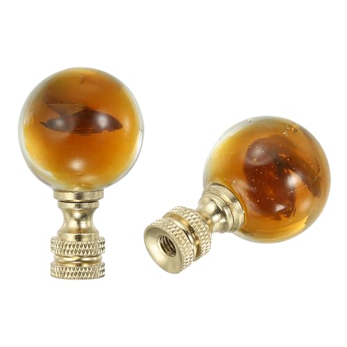 Image of PATIKIL 2pcs 1 /4-27 Lamp Finial Cap Knob, Clear Round Ball Shaped Crystal, Gold Tone
