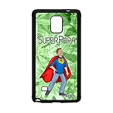 utaupia Coque Galaxy Note 4 Silicone Super Papa Drole Cadeau Fete des Peres Pas Cher Heros Humour Naissance Fille Vert BD Portable pour Samsung