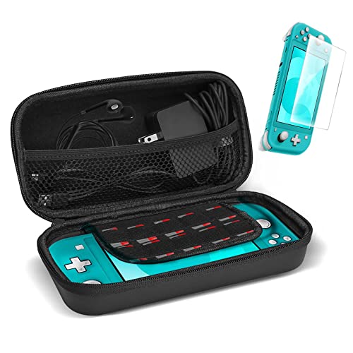 procase estojo de transporte para switch lite com protetor de tela, estojo de transporte portátil de viagem 2 em 1, kit de acessórios para switch lite 2019 com 10 cartuchos de jogos - preto
