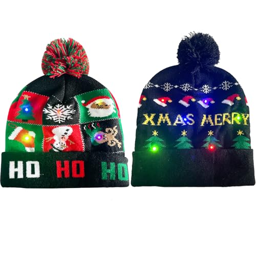 Gorro de Navidad unisex con luces para disfraces y cenas festivas